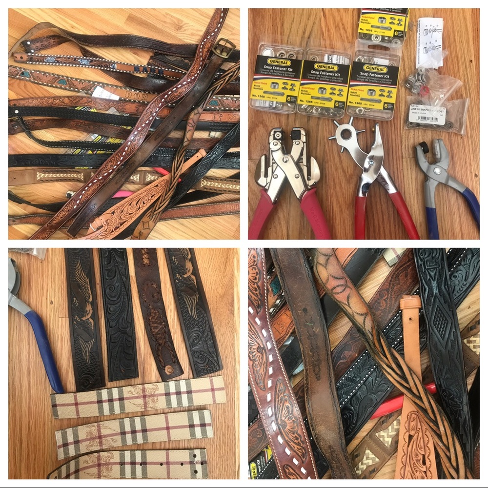 Leather belts. Leather bracelets lot DIY